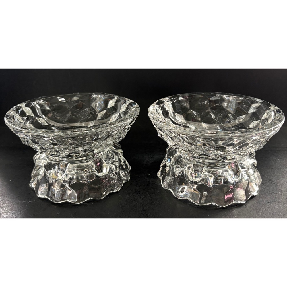 Vintage Fastoria Glass Hurricane Reversible Candle Holder Set Taper Pillar